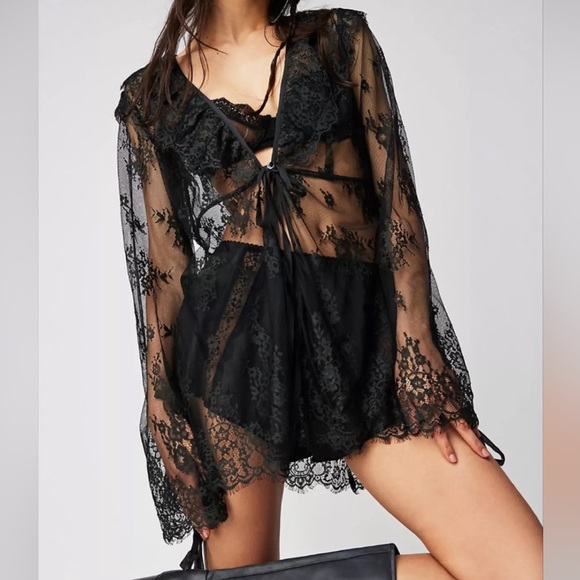 Free People Tops - New Nigel Preston Brenda Knight x Free People Juliette Lace S Black VNeck Jacket